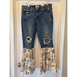 Upcycled Flare Jeans Stretch Size 16 W